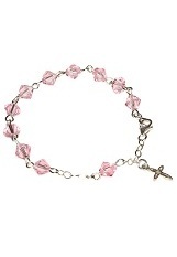 lovely little rose swarovski crystal christening bracelet for babies and kids